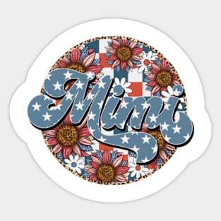 Retro Groovy Sunflower Mimi American 4th Of July Mom Womens Sticker